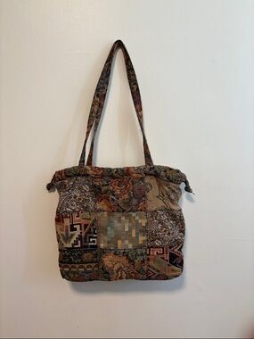 Patchwork Floral Tapestry Shoulder Bag - Multicolor